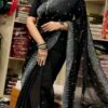 প্রিমিয়াম জর্জেট ফ্যাব্রিক অল ওভার স্টোন করা শাড়ি