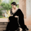 ট্রেডিশনাল লেইস ওয়ার্ক জর্জেট পার্টি শাড়ি