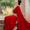 ট্রেডিশনাল লেইস ওয়ার্ক জর্জেট পার্টি শাড়ি